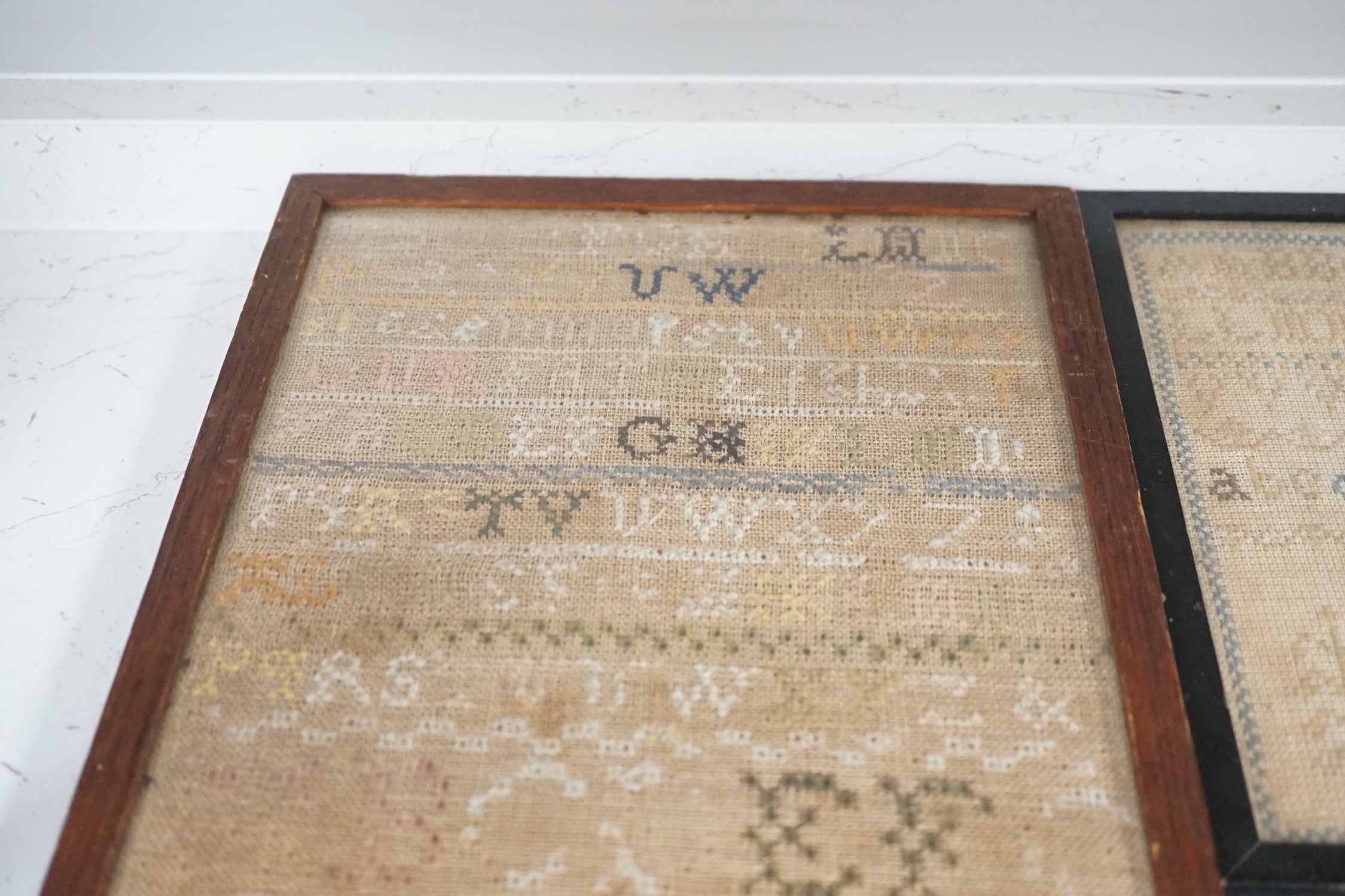 An unusual William IV ‘Register of birth’ small sampler together with four other samplers ranging in date from 1778 to 1851, largest 56 cm x 20.5 cm (5)